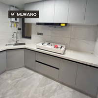 Meubles de cuisine en L modernes et minimalistes, sur mesure pour toute la maison, sans poignées, avec quincaillerie à fermeture douce, directement de l'usine