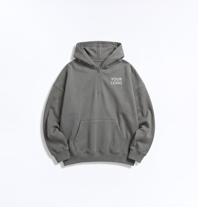 Custom Hoodie Men's 100% Cotton Heavy Weight Luxury Quality Printed Oversized Street Quarter Zip Hoodie for Men - Product Image 1