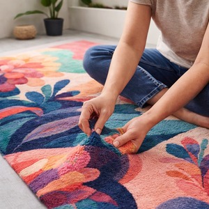 Achetez un tapis moderne à motifs floraux abstraits, tapis artistique à fleurs, tapis doux pour salon, tapis décoratif de luxe, tapis pour chambre à coucher, décoration intérieure - Product Image 2