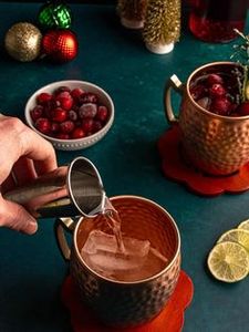 Copper Moscow mule mug set for elegant festive cocktail hosting hammered finish metal <b>cups</b> durable <b>reusable</b> party mugs - Product Image 2