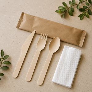 Ensemble de couverts en bois jetables, couteau, fourchette, cuillère, écologiques, biodégradables, recyclables, adaptés aux aliments, pour les voyages - Product Image 3
