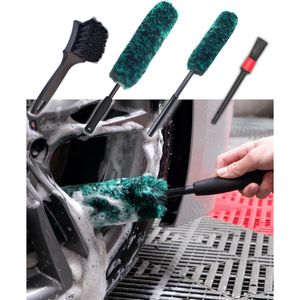 Kit Professionale di 4 Spazzole per Ruote con Manico Lungo per Pulizia Pneumatici, 2 Spazzole Morbide per Pulizia Ruote, 2 Spazzole per Lavaggio Auto - Product Image 1
