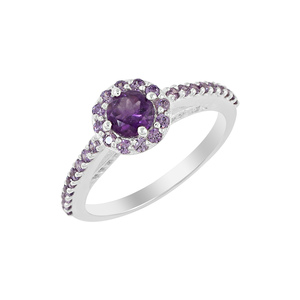 Anillo de Compromiso de Plata de Ley 925 con Amatista Púrpura Natural, Joyería Fina Única - Product Image 1
