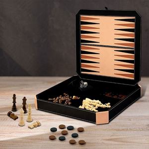 <b>Backgammon</b> Board Game <b>Set</b> Folding Portable Travel Handmade Leather <b>Backgammon</b> Game <b>Set</b> with Wooden Playing Pieces - Product Image 1