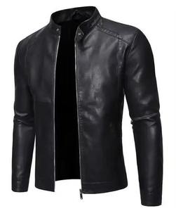 2026 Custom Stylish 100% Leather <b>Men's</b> Slim Fit <b>Jacket</b> with Stand Collar and Front Logo Customizable Colors - Product Image 4