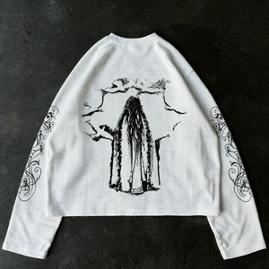 T-shirt pour homme à manches longues imprimé en relief 100% coton décontracté de qualité supérieure - Product Image 2