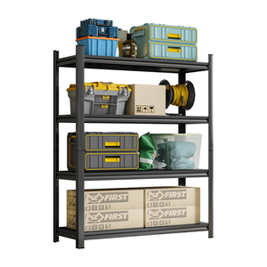 4-Tier Height Adjustable Black Metal Storage <b>Rack</b> 63\" H X 45.27\" W 17.7\" D Vertical Organizer Assembly Required <b>for</b> <b>Garages</b> - Product Image 4