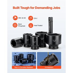 Set di chiavi a bussola a impatto da 19 mm a 32 mm, 21 pezzi, a 6 punte, a profilo ribassato, SAE da 1 5/8 pollici a 3 1/8 pollici - Product Image 2