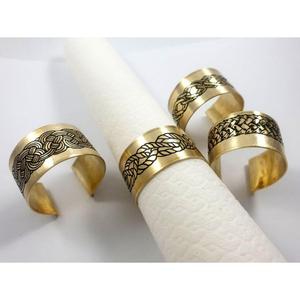 <b>Hand</b> <b>Casted</b> Luxury Napkin Ring Set of 2 wedding Occasion Dining Tableware Decorative Napkin Rings Gold Finish Modern Design - Product Image 5