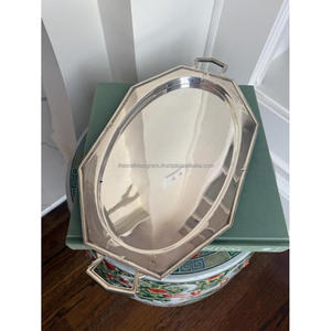 Bandeja de lujo plateada con acabado espejo para servir té, café y aperitivos, bandeja decorativa de gran venta para mesa de comedor. - Product Image 1