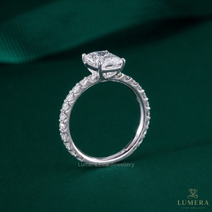 <b>cushion</b> <b>round</b> diamond engagement ring vvs2 e color 9k 10k 14k solid gold wedding band luxury custom fine jewelry stackable ring - Product Image 3