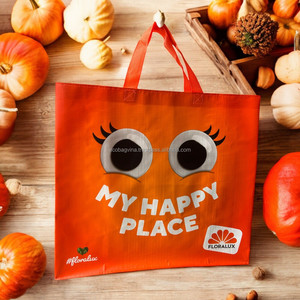 Bolso de compras de diseño personalizado, bolso de viaje reutilizable de laminación amigable con el supermercado con mango de algodón a la moda, tejido - Product Image 1