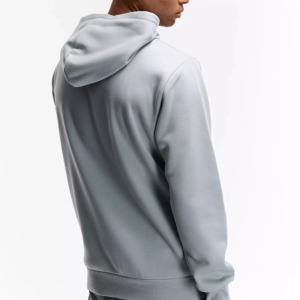 เสื้อฮู้ดผู้ชายสีเทาอ่อน ทรงปกติ ผ้าฝ้ายเฟรนช์เทอร์รี่ สไตล์ลำลอง สำหรับฤดูใบไม้ร่วง สีพื้น มีกระเป๋าด้านหน้า - Product Image 2