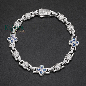 Bracelet de luxe blanc en or 925 plaqué rhodium avec diamants de laboratoire taille brillant rond pour homme, usage quotidien - Product Image 3