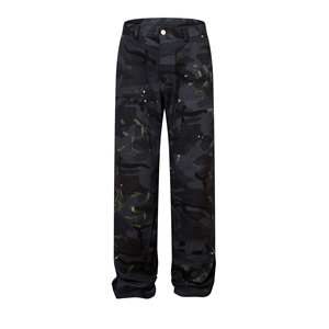 Pantalon en jean délavé coupe décontractée pour homme, couleur unie, écologique, style vintage classique, tissu respirant et durable, production sur mesure - Product Image 1