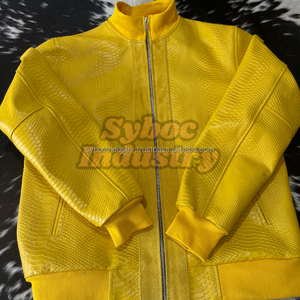 Veste en cuir sur mesure, veste bomber en cuir noir élégante à motif python pour homme, nouveau style imprimé serpent, veste en cuir véritable - Product Image 2