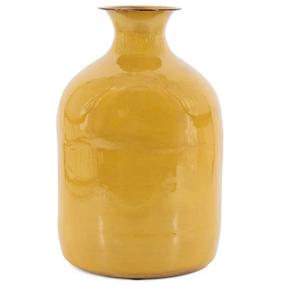 Vase en métal jaune ambre de luxe |   Bouteille à fleurs décorative moderne |   Vases en gros pour la décoration intérieure, pour fleurs séchées, pot à fleurs - Product Image 1