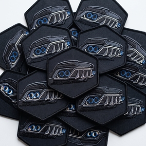 Écusson brodé personnalisé pour voiture de drift, direct usine, motif Muscle Car bleu, appliqué pour course sur circuit, badges ronds avec ourlet surpiqué - Product Image 5