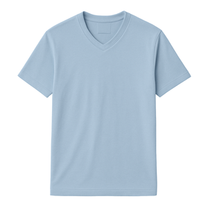 เสื้อยืดคอกว้างผู้ชาย สีฟ้า 100% ผ้าฝ้ายหรูหรา พรีชรังก์ พรีเมียม แขนสั้น ระบายอากาศได้ดี ทรงพอดีตัว - Product Image 2
