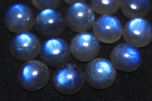 Cabochon de pierre précieuse naturelle Labradorite, bleu chatoyant, taille brillante ronde, pour bijoux, 3x5mm à 10x14mm, effet de jeu de couleurs - Product Image 4