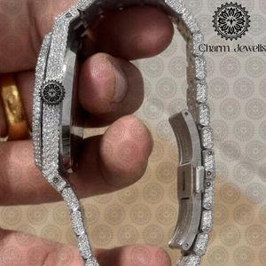 นาฬิกาข้อมือ Charm_Jewells สแตนเลสสตีลหรูหรา ขนาด 40 มม. ระบบอนาล็อก กลไกจักรกล ประดับเพชร สำหรับผู้ชาย สไตล์วินเทจ แฟชั่น กันน้ำ 10 บาร์ - Product Image 2
