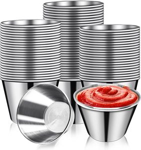 Indian Manufacturer's Eco-Friendly Stainless Steel <b>Mini</b> Sauce Cups Lids Tableware for Giveaways Customized Packing Condiment - Product Image 1