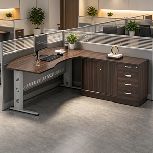 Modern L-Shaped Executive Office Desk Storage Cabinet Wood Top Freestanding Contemporary Design Commercial Furniture DIY - Product Image 1