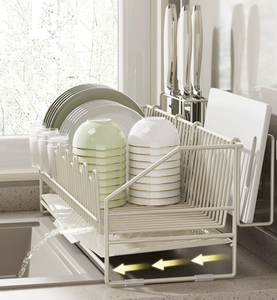 Single Tier Retractable Workshop Dish Drying <b>Rack</b> Modern Waterproof White Galvanized Steel Wire Mesh Adjustable Drain <b>Plate</b> - Product Image 2