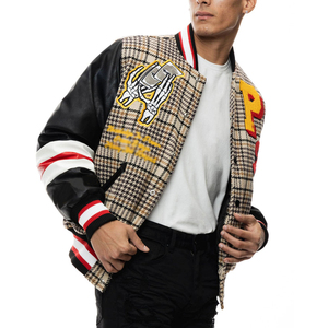 Chaqueta Varsity Letterman Clásica con Cuerpo de Lana y Mangas de Cuero, Estilo Casual Urbano, Chaqueta de Béisbol para Otoño e Invierno - Product Image 4