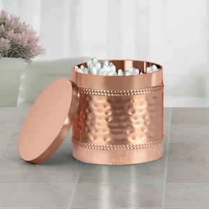 Pot de rangement moderne en acier inoxydable martelé pour boules de coton, couvercle de pot de toilette, petit récipient de rangement, accessoire de salle de bain, vente en gros - Product Image 2