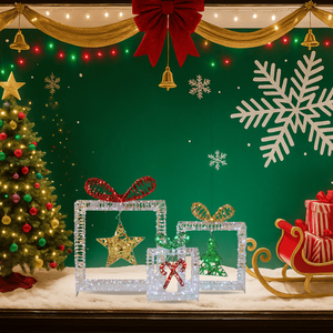 Set di 3 Scatole Regalo Iridescenti Intagliate e Illuminate con 357 Luci LED Bianche Pre-Installate per Decorazioni Natalizie - Product Image 6