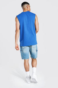 Camisetas sin mangas 100% algodón vintage de corte holgado con aberturas en los brazos y estilo cuadrado, cómodas para uso diario y para el gimnasio. - Product Image 3