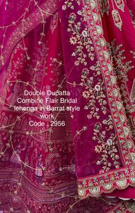 Double Dupatta Combine Flair <b>Bridal</b> lehenga in Barrat style work - Product Image 4
