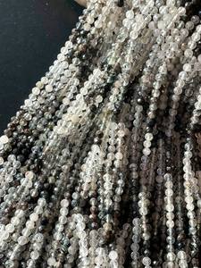 Perles de pierre de quartz tourmaline noire naturelle, facettées, rondes, super claires, pierres précieuses, brin complet de 15,5 pouces pour la création de bijoux - Product Image 2