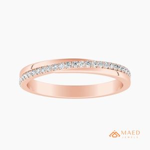 Anillo de Boda Delgado de Oro Rosa con Moissanita, Anillo de Eternidad con Diamantes, Joyería Nupcial Elegante para Mujer - Product Image 1