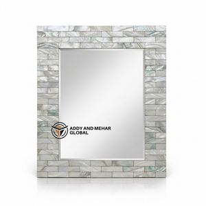 Espejo de Pared Redondo de Lujo con Incrustaciones de Madreperla, Hecho a Mano, con Marco Gris, Diseño Art Deco, Decoración Ecológica para Bodas - Product Image 1