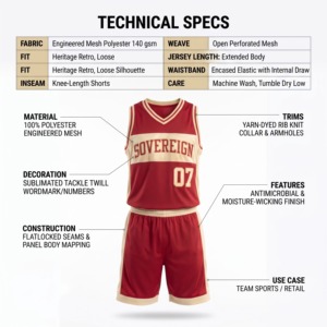 Ensemble de maillots de basket rétro personnalisés OEM pour hommes, en maille 190 GSM, style vintage universitaire, kit Hoops, vente en gros - Product Image 6