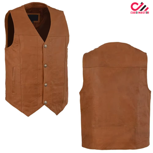 Chaleco de Cuero sin Mangas para Hombre, Estilo Casual Otoñal, con Cuero Vacuno Genuino y Relleno de Poliéster, Diseño Impermeable - Product Image 3