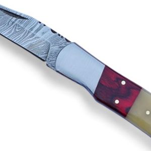 Handmade Folding Knives Damascus Pattern <b>Steel</b> Blade Compact Pocket Hunting Camping <b>Outdoor</b> Tool with Comfortable Grip Handle - Product Image 6