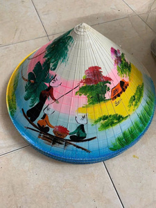 Traditional Vietnamese Conical <b>Straw</b> <b>Hat</b> Hand Painted Natural Fiber Sunscreen Beach Travel Headwear - Product Image 6