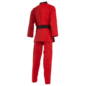 Uniforme de Kung Fu Rojo para Hombre, 100% Algodón, Ropa de Artes Marciales, Corte Regular, Talla Adulto, Estilo Liso Teñido, Duradero - Product Image 1