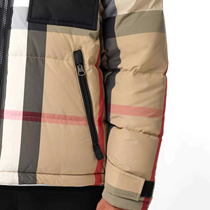 Veste matelassée à capuche pour homme, à carreaux, hiver, décontractée, épaisse, fermeture éclair, rembourrage en polyester, coupe-vent - Product Image 6