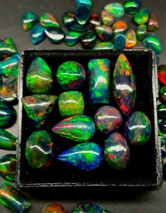 Natural black <b>opal</b> Cabochon 15x28mm for <b>Earring</b> Making - Product Image 1