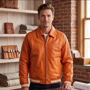 2026 <b>Men's</b> Genuine Leather Embossed for Plated <b>Croc</b> Windproof High Street Jacket Customizable Stand Breathable Zipper Waterproof - Product Image 5