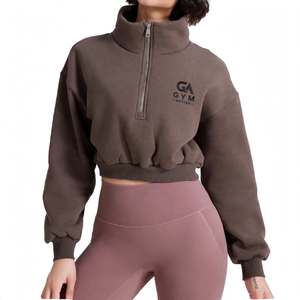 <b>GYM</b> ACTIVE Eco-Friendly Quick Dry Breathable Casual Style High Quality Washed Canvas Material Women's Crop Top Hoodie <b>Sweatshirt</b> - Product Image 4