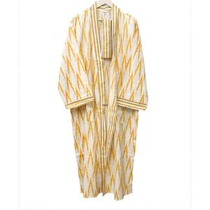 Robe indienne pour femme, 100% coton, à séchage rapide et respirante, col en V, manches trois quarts, avec ceinture, à motifs floraux imprimés à la main - Product Image 5