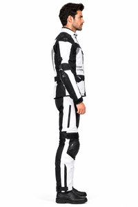 Combinaison de course moto pour homme, manches longues, noire et blanche, coupe-vent, protection toutes saisons - Product Image 4