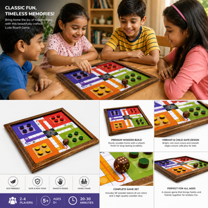 Juego de Mesa Doble de Madera: Ludo y Serpientes |   Juego Familiar Reversible Premium de Mangowood |   Diversión compacta para viajar y llevar a la mesa - Product Image 5
