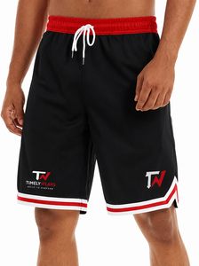 Timelywears <b>Men's</b> Casual Black Board <b>Shorts</b> with <b>Red</b> Waistband White Drawstring Quick Dry Polyester/Cotton Sporty - Product Image 2