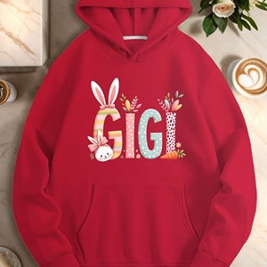 Gigi เสื้อฮู้ดถักแบบลำลองของผู้หญิง, เสื้อมีฮู้ดพิมพ์ตัวอักษรขนาดใหญ่ขี้เล่น - Product Image 1